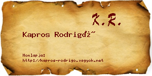 Kapros Rodrigó névjegykártya